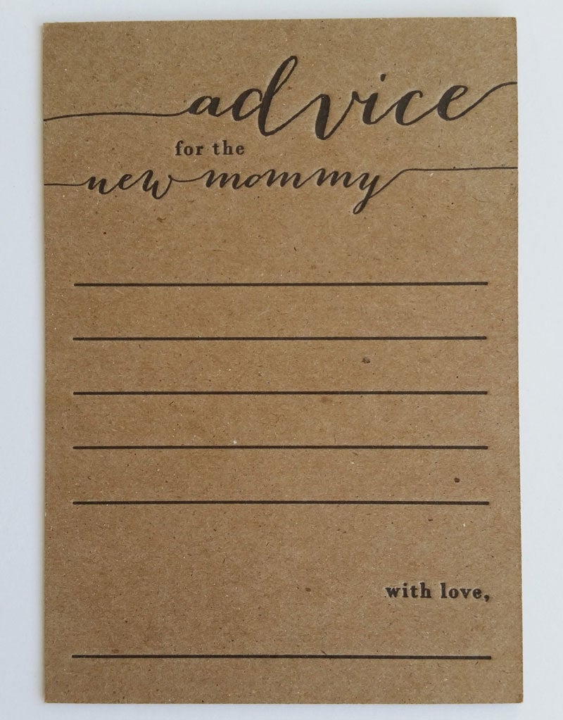 Advice For The New Mommy Letterpress Note Cards